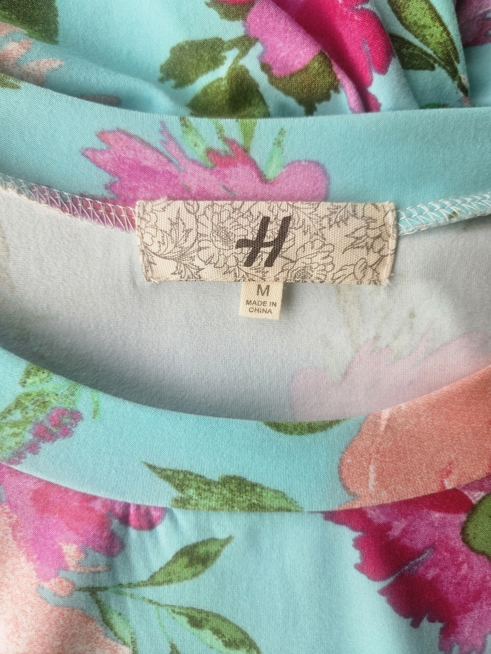 Haptics Turquoise Buttersoft Floral Babydoll Dress Size Medium - Picture 4 of 5